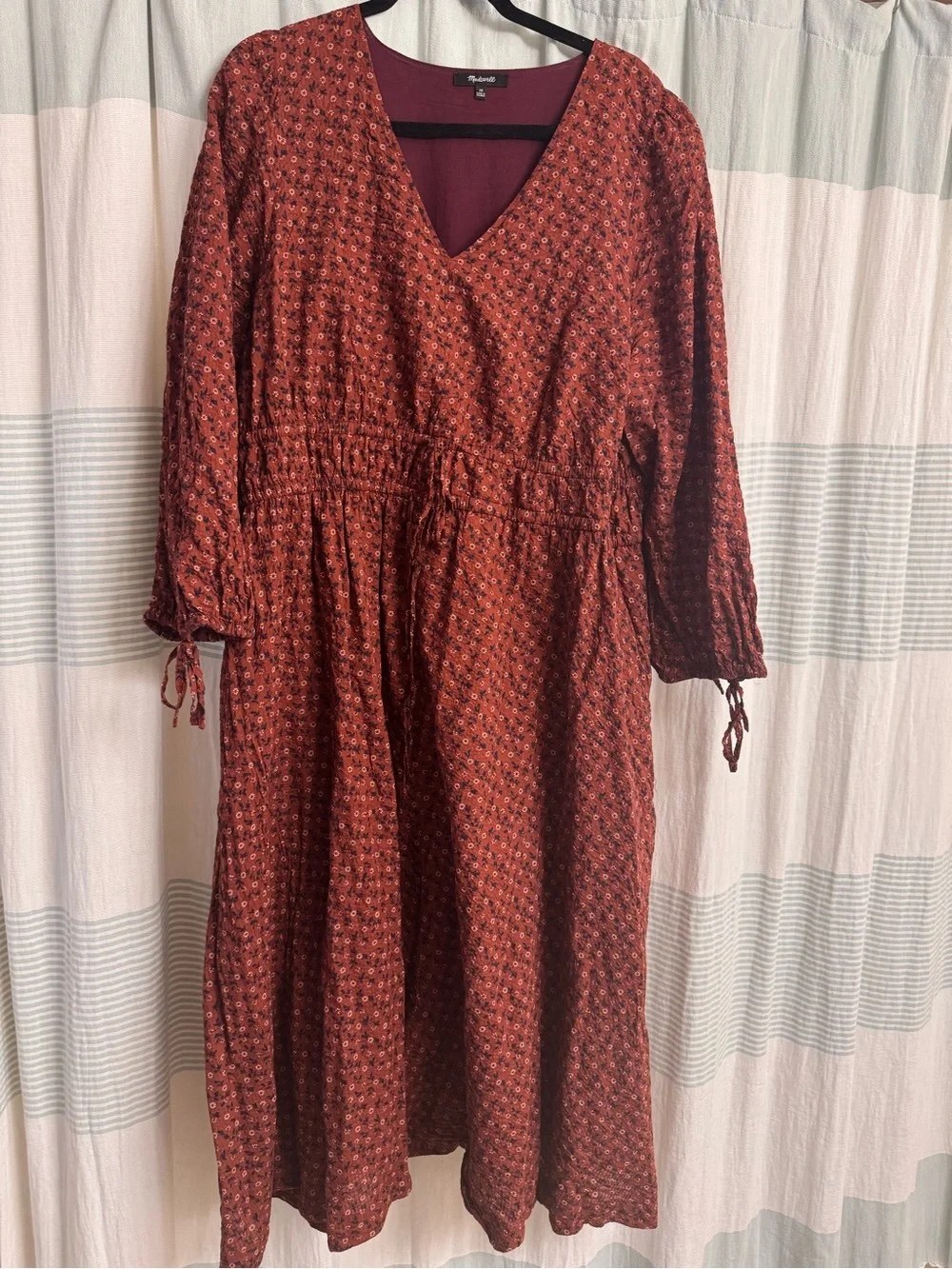Rue21 Rust Red Floral V-Neck Midi Dress
